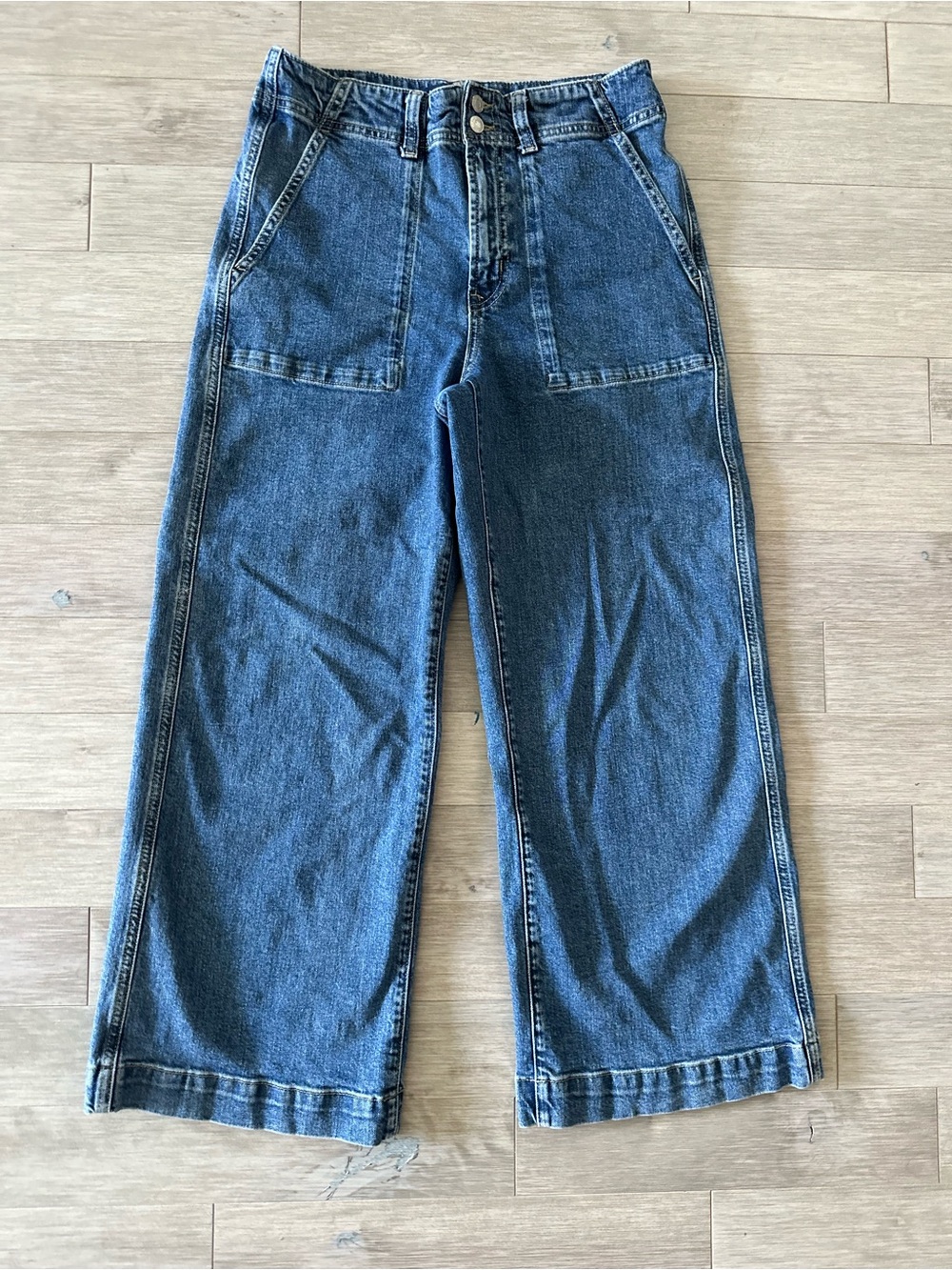 GAP Denim High Rise Wide Leg Crop Dark Blue Denim Jeans Size 8/29
